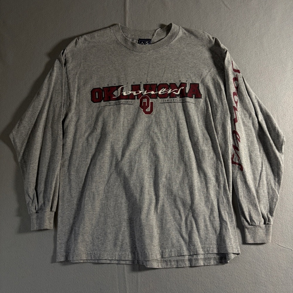 AS Sports University of Oklahoma‎ Sooners Mens Large Grey Long Sleeve T-Shirt